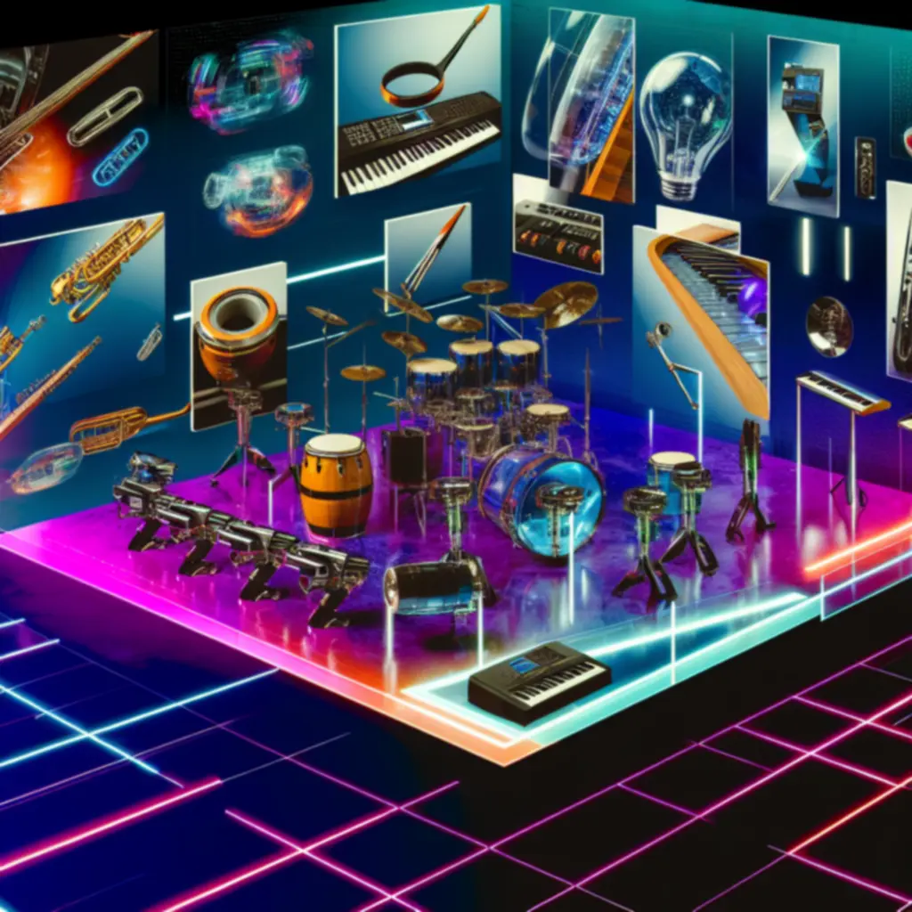 Moderne synthesizer en studioapparatuur