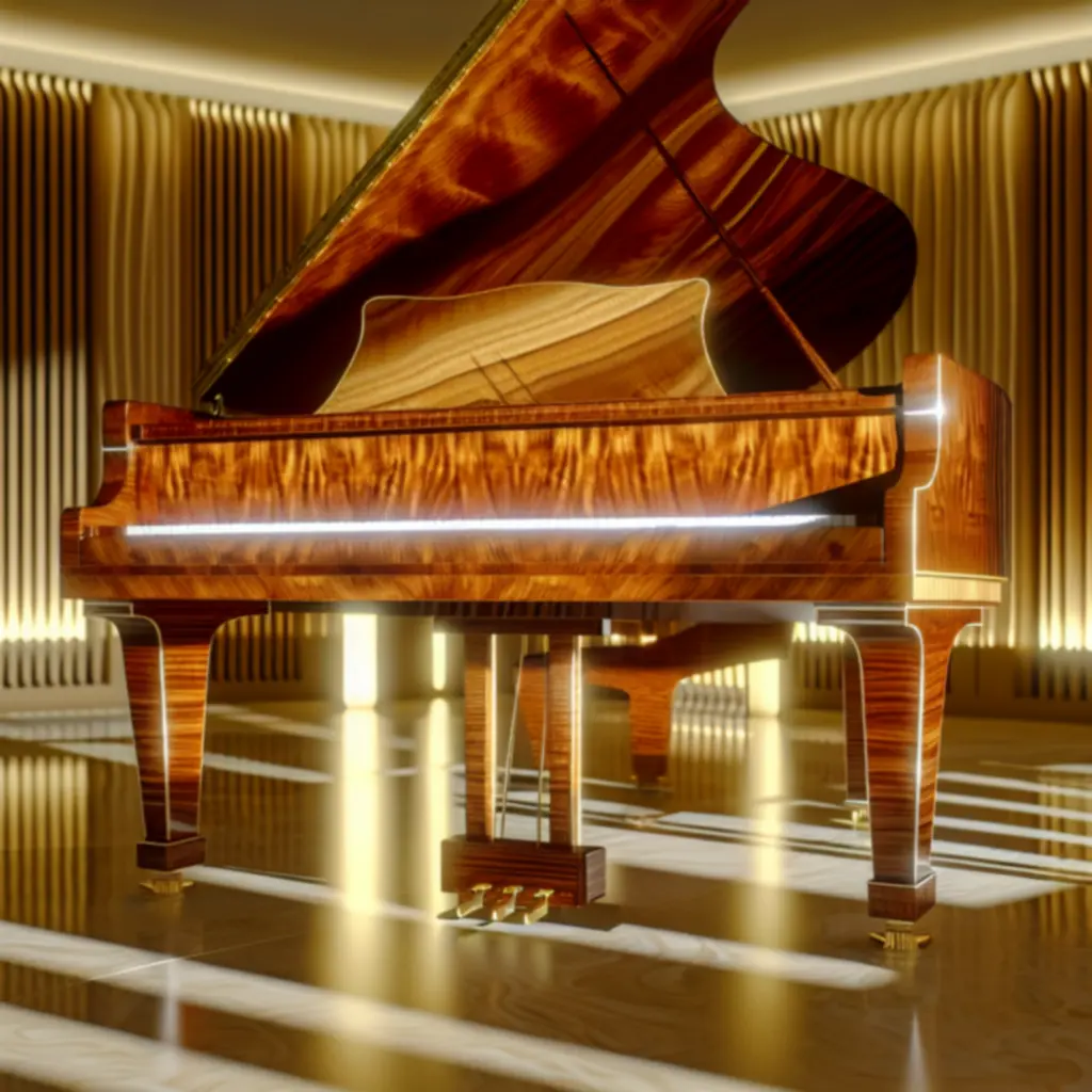 Akoestische staande piano met elegante houtfineer